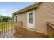 Exterior view of a raised wooden deck with entry door and vinyl siding at 325 Martin Luther King Jr Blvd, Raleigh, NC 27601