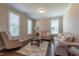 Comfortable living room with hardwood floors, neutral tones and large windows at 367 Tayside St, Clayton, NC 27520