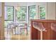 Inviting breakfast nook with a round table, stylish chairs, and a view of lush greenery at 3910 Somerset Dr, Durham, NC 27707