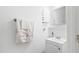 Small bathroom with a white vanity and nautical decor at 4705 Royal Troon Dr, Raleigh, NC 27604