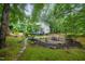 Spacious backyard features a stone patio set and a lush lawn, perfect for enjoying outdoor living and entertaining at 4777 Helena Moriah Rd, Rougemont, NC 27572
