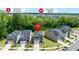 Aerial shot of a neighborhood highlighting the proximity to River Bend Elementary and River Bend Middle School at 6036 Balance Ct, Raleigh, NC 27616