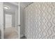 Bathroom featuring a vanity and a shower with a patterned curtain at 6949 Rex Rd, Holly Springs, NC 27540