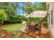 Outdoor deck with wooden dining set, perfect for backyard entertainment and relaxation at 729 Mial St, Raleigh, NC 27608