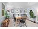 Bright dining room featuring wood floors, a large window, and stylish modern furniture at 729 Mial St, Raleigh, NC 27608