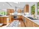 Bright kitchen features wood cabinets, stainless steel appliances, and a large window at 800 Shady Lawn Rd, Chapel Hill, NC 27514