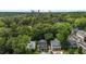 Aerial view of the neighborhood showcasing mature trees and downtown skyline at 803 W Club Blvd, Durham, NC 27701