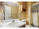 Bathroom featuring a vanity sink, mirror, and shower at 103 Castill Pl, Garner, NC 27529
