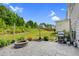 Inviting backyard with a stone fire pit, grill, and ample space for entertaining and relaxing outdoors at 106 Elmsford St, Durham, NC 27703