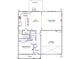 First floor plan featuring a living area, kitchen, eat-in area, guest bedroom, and garage at 135 Cordoba Dr, Franklinton, NC 27525