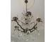 Close up of a crystal chandelier with ornate metal detailing hanging from a decorative ceiling medallion at 208 Glenn St, Franklinton, NC 27525
