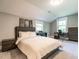 Bedroom featuring comfortable king bed, two dressers, neutral color pallete, and windows at 2303 Byrd St, Raleigh, NC 27608