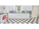Well-maintained kitchen with black and white checkerboard floor, featuring modern appliances at 2418 Highland Ave, Durham, NC 27704