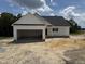 Newly constructed one-story home with a two-car garage and modern design against a partly cloudy sky at 2744 Rains Mill Rd, Princeton, NC 27569