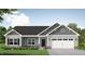 Charming single-story home showcasing gray siding, black shutters, a two-car garage, and manicured landscaping at 276 Pretty Run Branch Ln, Wendell, NC 27591