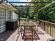 Outdoor dining and entertainment deck with forest view at 4132 Battle Field Dr, Garner, NC 27529