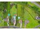 Expansive, lush backyards with mature trees provide privacy in this aerial view of the neighborhood at 50 Consella Way, Franklinton, NC 27525