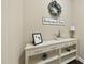 Chic console table decorated with greenery and a sign, adding a personal touch at 707 Newlyn Dr, Raleigh, NC 27606