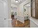 Welcoming entryway with hardwood floors and decorative features, leading to the living spaces at 707 Newlyn Dr, Raleigh, NC 27606