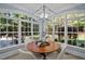 Bright breakfast nook features floor to ceiling windows with backyard views at 71012 Russell, Chapel Hill, NC 27517