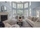 Bright, sky blue living room with a fireplace and large windows at 71012 Russell, Chapel Hill, NC 27517
