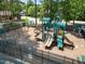Inviting community playground with slides, swings, and climbing structures surrounded by a secure fence at 71012 Russell, Chapel Hill, NC 27517