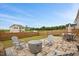 Landscaped backyard patio area with seating around a cozy fire pit at 95 Buckthorn Dr, Youngsville, NC 27596