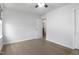 Bedroom with wood-look flooring and ceiling fan at 1021 Benay Rd, Morrisville, NC 27560