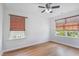 Bedroom with wood-look flooring and ceiling fan at 1021 Benay Rd, Morrisville, NC 27560