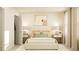 Bright bedroom boasting two windows, natural light, and stylish night stands at 108 Fishing Pier Way, Lillington, NC 27546