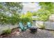 Secluded backyard retreat with Adirondack chairs around a fire pit for relaxation at 1113 Pilton Pl, Raleigh, NC 27604