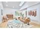 Stylish living room with skylight, modern furniture, and light hardwood floors at 126 Weaver Rd, Chapel Hill, NC 27514