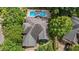 Aerial view of a home with a swimming pool and lush green trees surrounding the property at 2001 Dobson Ct, Raleigh, NC 27612