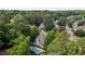 Beautiful aerial view of homes with in-ground pools surrounded by mature trees at 2001 Dobson Ct, Raleigh, NC 27612