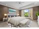 Cozy bedroom with neutral tones, a comfortable bed, and a large window for natural light at 2001 Dobson Ct, Raleigh, NC 27612