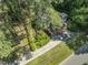 An aerial view of the home, showcasing its manicured landscaping, and driveway at 3911 Hope Valley Rd, Durham, NC 27707