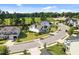 Aerial view of a neighborhood showcasing well-manicured lawns and varied home styles at 461 Cedar Pond Ct, Knightdale, NC 27545