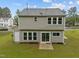 Well-maintained back exterior with a spacious yard and sliding glass door at 612 Quartz Dr, Durham, NC 27703