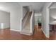 A carpeted stairway leading to the upper floor, connecting the home's levels at 612 Quartz Dr, Durham, NC 27703