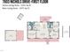 First floor plan showcasing the layout of the residence, including the primary bedroom, living room, and kitchen at 7603 Nichols Dr, Rougemont, NC 27572
