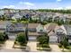 The aerial view showcases the location of this beautiful community with many houses at 78 Salt Cedar Ln, Chapel Hill, NC 27516