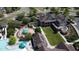 Community aerial showcasing pools, clubhouse and playground areas; ideal spot for recreation and socialization amongst neighbors at 78 Salt Cedar Ln, Chapel Hill, NC 27516