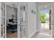 Stylish home office featuring French doors, modern lighting, and a functional workspace at 78 Salt Cedar Ln, Chapel Hill, NC 27516