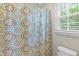 Shower with stylish curtain and window at 106 Ridgepath Way, Cary, NC 27511