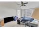 Spacious main bedroom featuring vaulted ceiling, ceiling fan and ensuite bathroom at 11113 N Radner Way, Raleigh, NC 27613