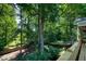 Capture the beauty of the wooded backyard from this home's deck and enjoy the privacy afforded by the natural landscape at 113 Bergeron Way, Cary, NC 27519