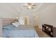 Comfortable main bedroom with carpeting and a tray ceiling at 1357 Prevenient Dr, Wake Forest, NC 27587