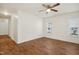 Empty bedroom features wood-look floors and plenty of natural light at 1506 Golden Bell Dr, Raleigh, NC 27610