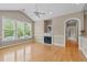 Bright living room featuring a fireplace at 201 Presque Isle Ln, Chapel Hill, NC 27514