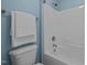 Clean bathroom with a shower and toilet at 238 Langford Valley Way, Cary, NC 27513
